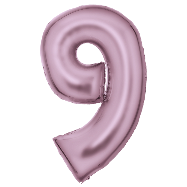 Large Number 9 Silk Lustre Pastel Pink